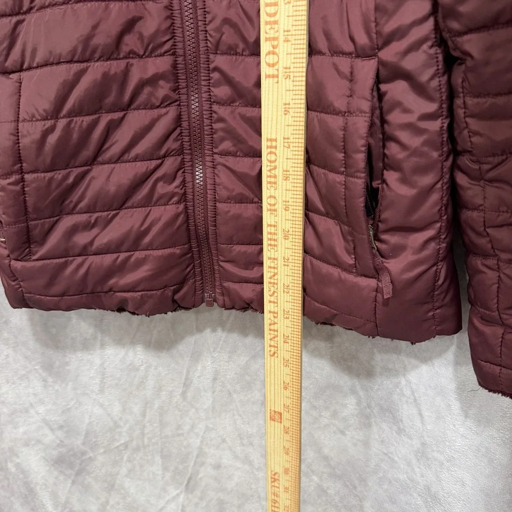 The North Face Girls L Reversible Faux Fur Quilted Coat Full Zip Burgundy